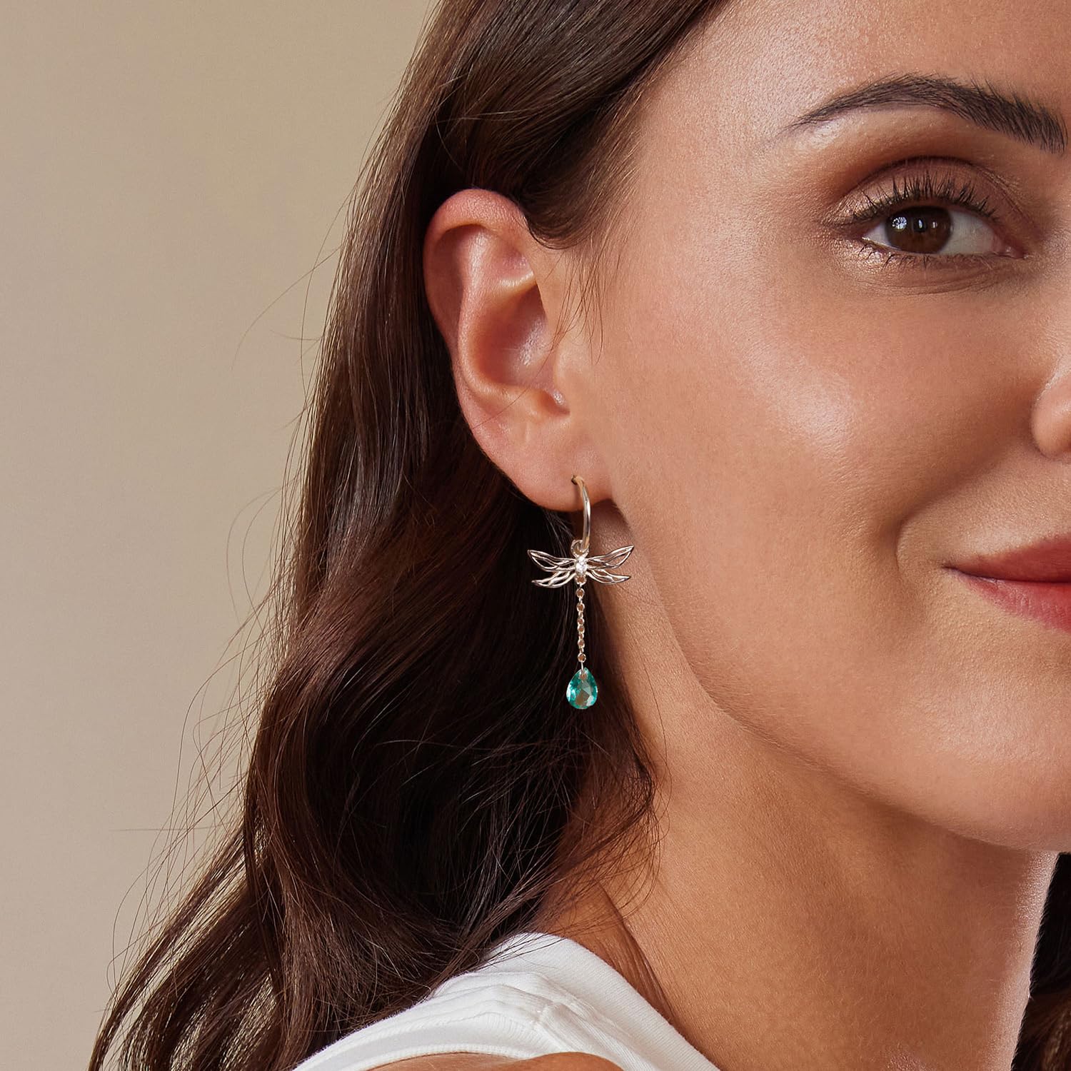 YCTTKDD Orecchini Pendenti con Pietra di Luna in Argento Sterling da Donna con Libellula