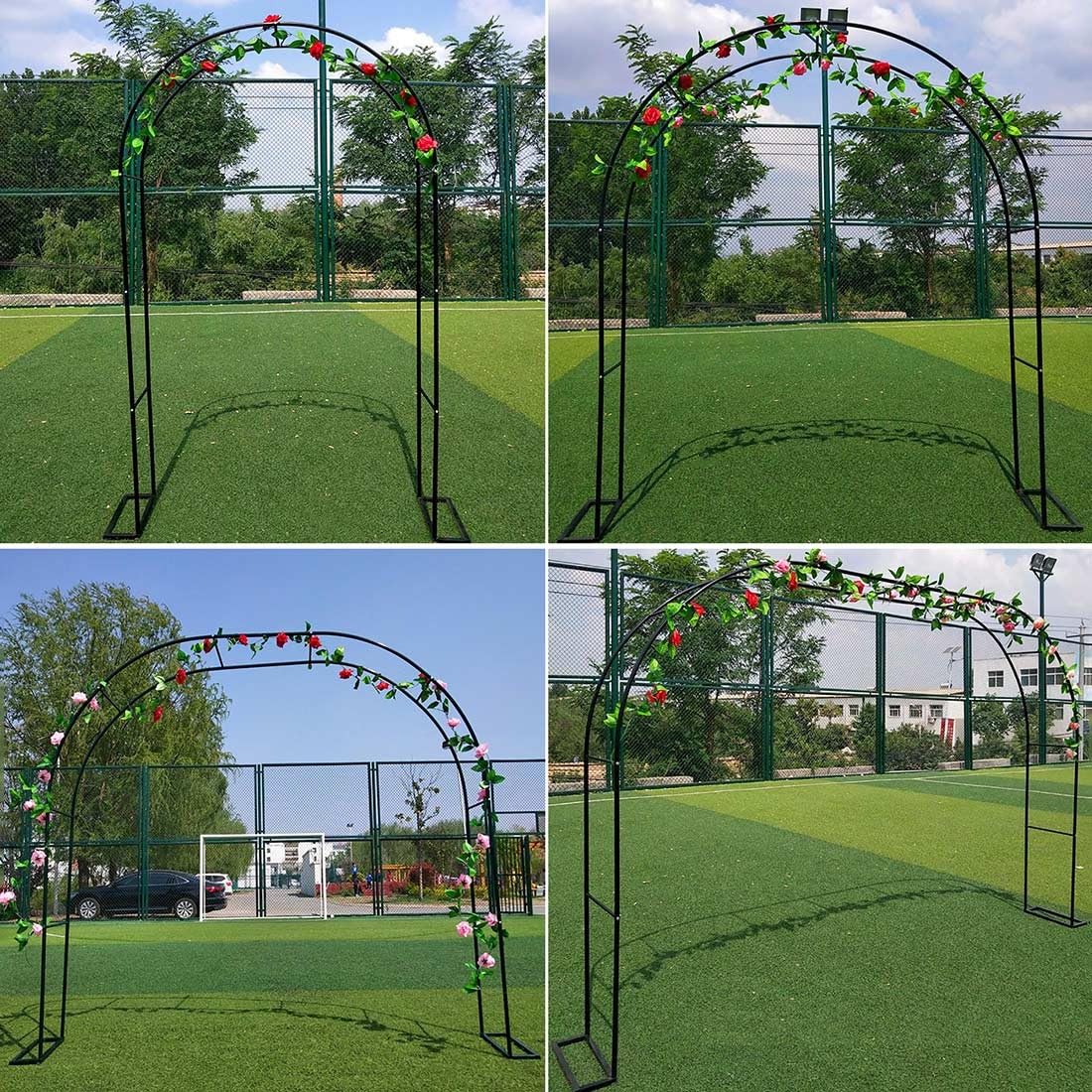 Arco da giardino in metallo resistente per piante rampicanti, 2,0 m/2,2 m/2,3 m, supporto per pergolato per rose, viti e tralicci, pergola durevole in nero/bianco/bronzo/verde scuro (L140 x P 40 x A