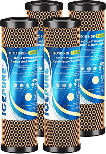 Miniatura 17 de ICEPURE Cartucho de filtro de agua de sedimentos de carbono CTO para toda la casa de 1 micrón, 2.5 x 10 pulgadas, compatible con DuPont WFPFC8002