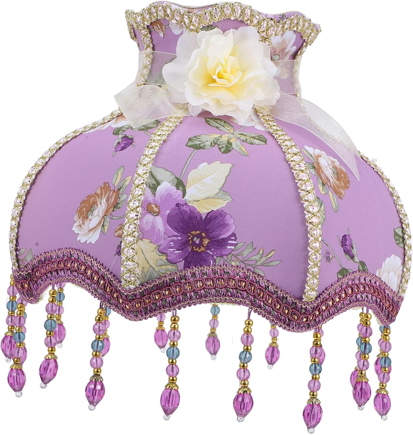 Flower Pattern Lampshade Purple Drum Lampshade for Desk Lamp Wall Light Shade