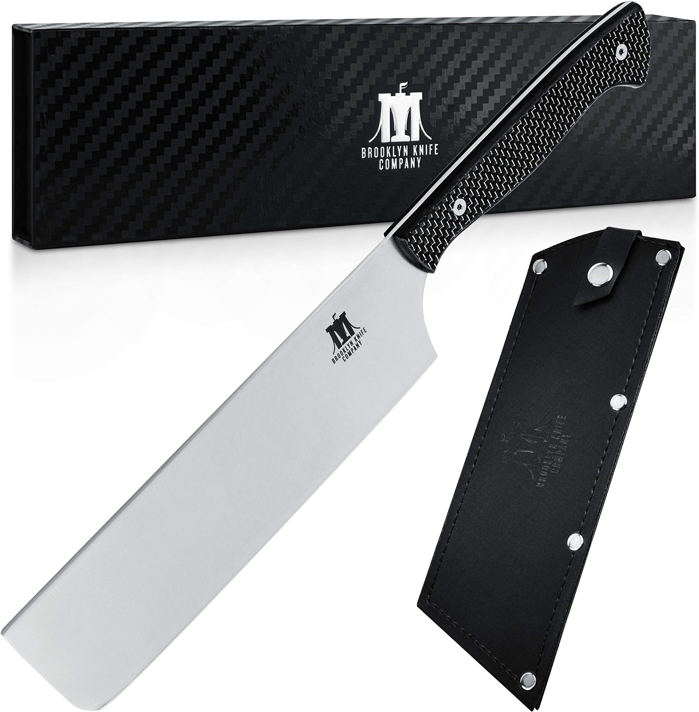 Co. Cleaver Nakiri er - Carbon Fiber Series - Japanese AUS-08 HC Super Steel -Sheath, 7-Inch