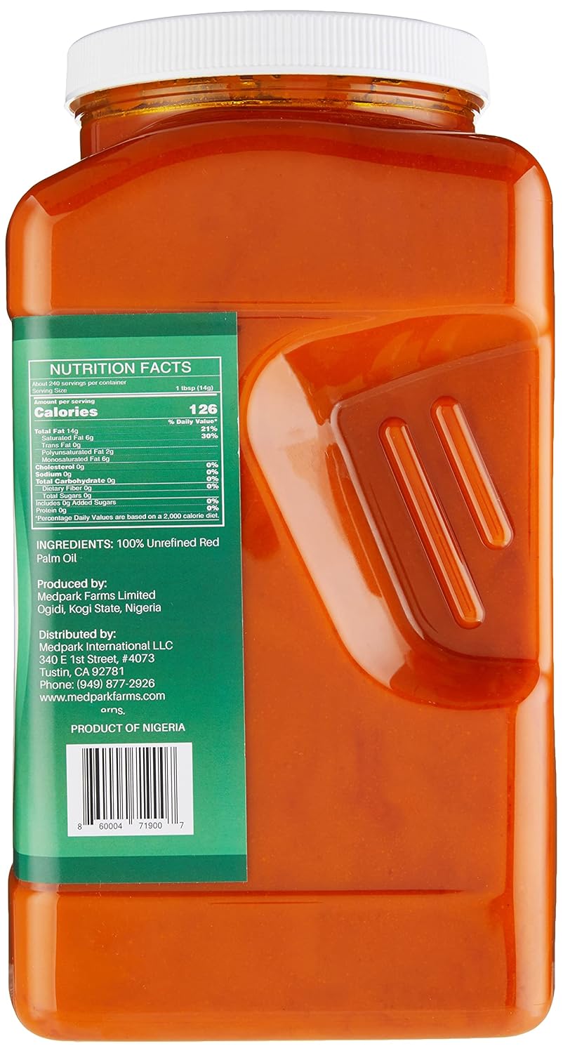 Medpark Farms Africa Red Palm Oil (1 Gallon/4 Liters/128 Fl Oz) 100% Pure/Natural/Unrefined (PET-BPA FREE Container)