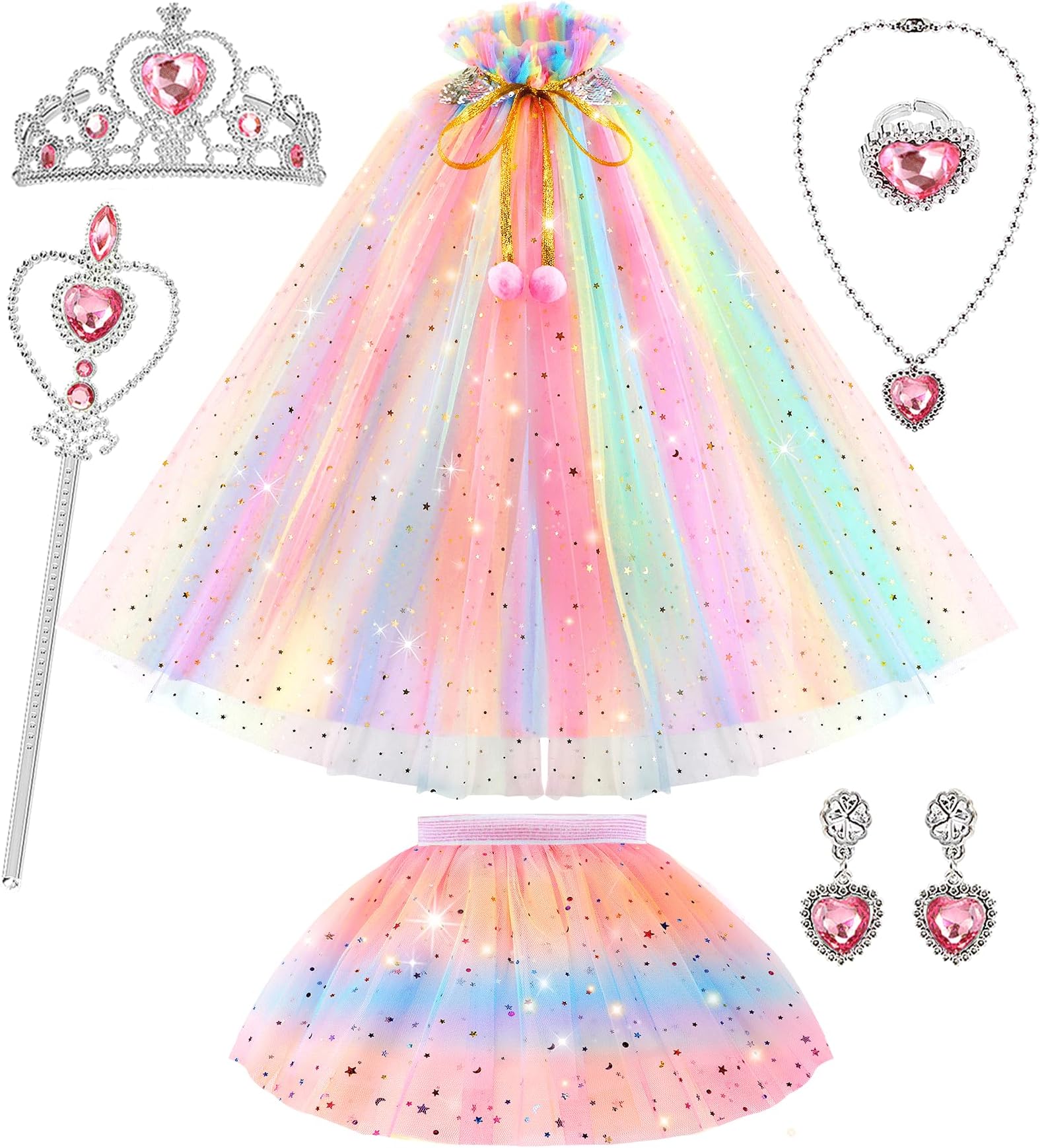 Princess Dresses for Girls 4-6,Princess Dress Up Clothes Cape Skirt Toys for Girls,Easter Birthday Gift for Girl 3-6