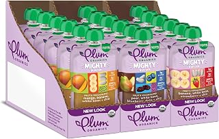 Plum Organics Mighty Protein & Fiber Organic Baby Food Meals [12+ Months] Variety Pack, 4 Ounce (Pack of 18) Packaging May Vary