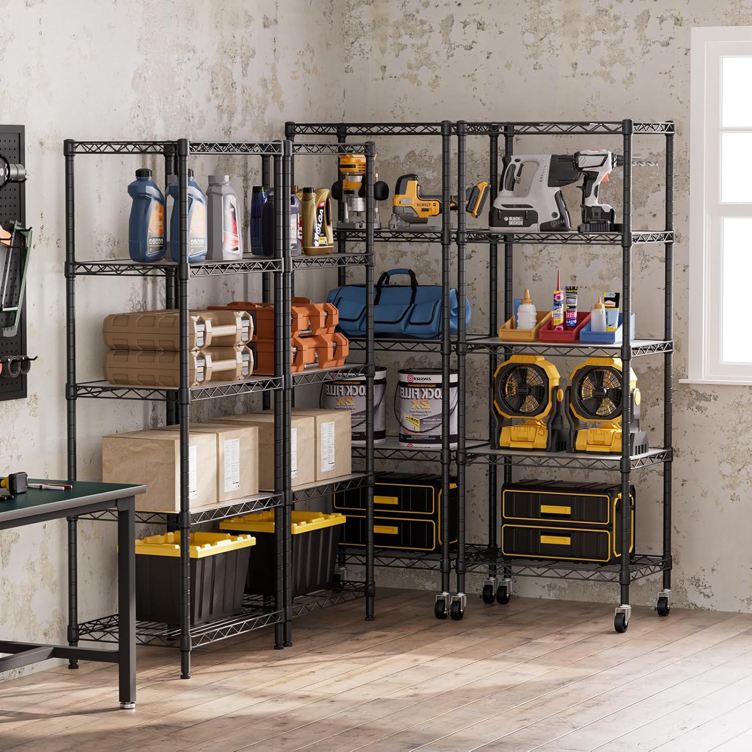 SINGAYE 5 Small Wire Shelves Kitchen Pantry Close Home Organizers and Storage Bathroom Shelf Laundry Room Organization Adjustable Book Metal Garage Shelving Unit - Image 8