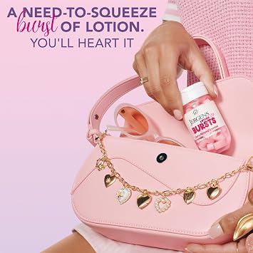 Jergens Cherry Almond Body Lotion Bursts, Squishy Moisturizer, 38 ct | Squishy Heart-Shaped Bursts, Cherry Almond Scent, Moisturizing Lotion, Teen Gift, Birthday Idea