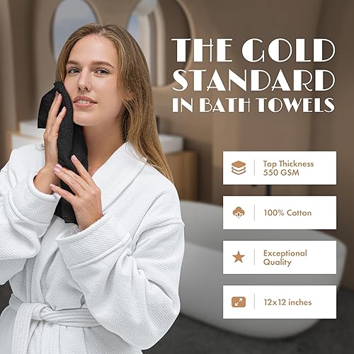 Miniatura 90 de White Classic Wealuxe - Toallas de mano de algodón, suaves y ligeras, 16 x 27 pulgadas, paquete de 12 unidades, multicolor