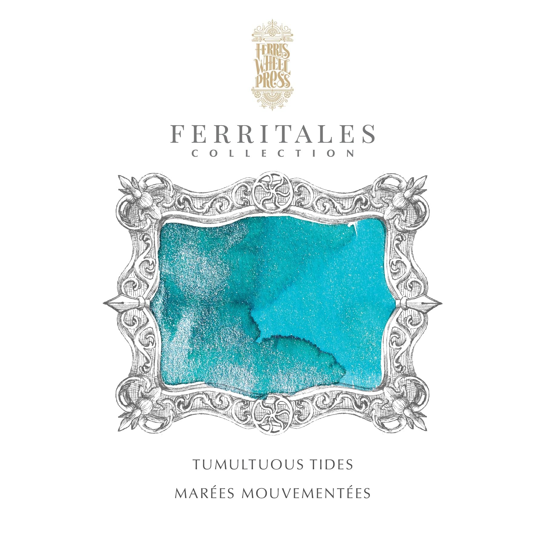 Ferris Wheel Press Fountain Pen Ink | FerriTales Collection |Tumultuous Tides Teal with Silver Shimmer and Black Sheen|20ml - Image 2