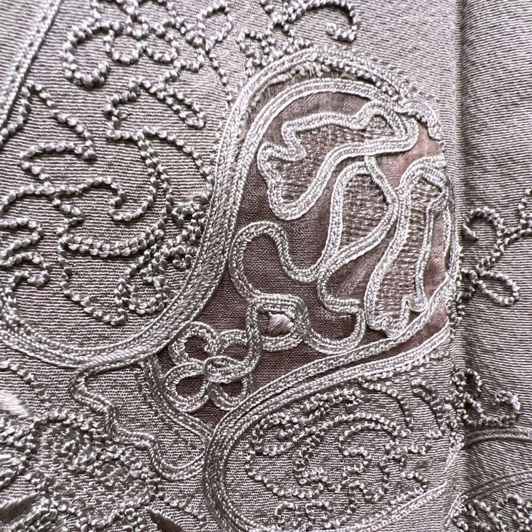 付け下げ 刺繍 唐花 抽象模様 グラデーション 着物 064w d 袋帯 膨れ