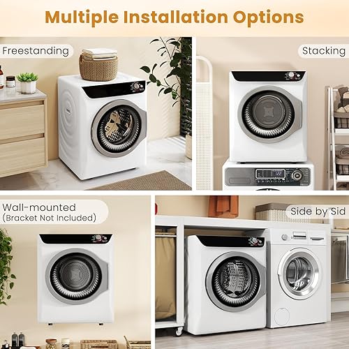 Miniatura 6 de Auertech Secadoras portátiles de 2.6 pies cúbicos para lavandería, secadora de ropa compacta con bañera de acero inoxidable, secadora de 1400 W,