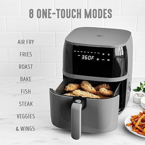Miniatura 3 de GreenLife Compact Electric Air Fryer Oven, 5.3 QT, cajón antiadherente de cerámica libre de PFAS, pantalla digital de 8 toques con un solo toque,