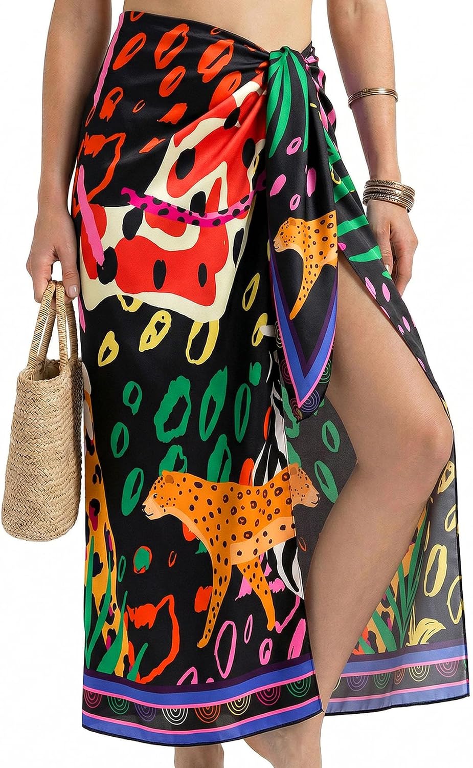 Women Beach Sarong Wraps High Slit Swimsuit Cover Up Chiffon Bikini Bathing Suit Coverup Pareo for Women