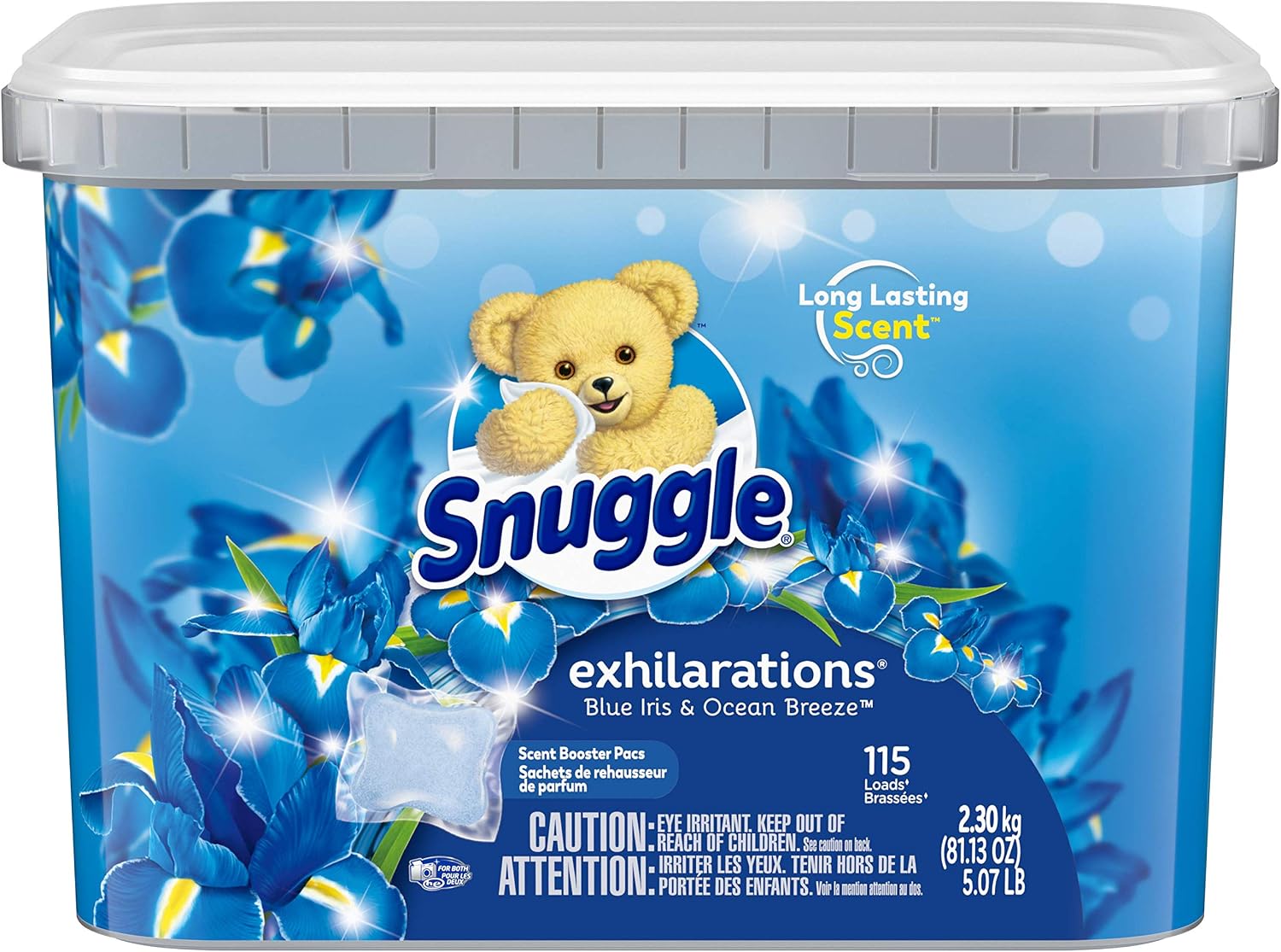 Snuggle Scent Boosters In-Wash Laundry Scent Pacs, Blue Iris Bliss & Ocean Breeze, 115 Count (Packaging may Vary)