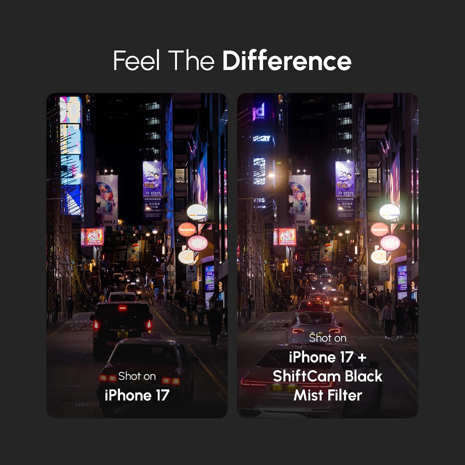 ShiftCam 72mm Magnetic Black Mist 1/2 Filter – Cinematic Diffusion for Softer Highlights & Dreamy Glow – Filmic Portraits, Night Scenes & B-Roll for iPhone & Android – Compaitble with LensUltra