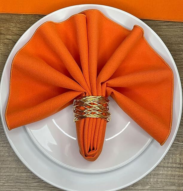 Hope Textiles Orange 15" x 15" (38cm) Fabric NAPKIN (Polyester, not cotton) PACK OF 4
