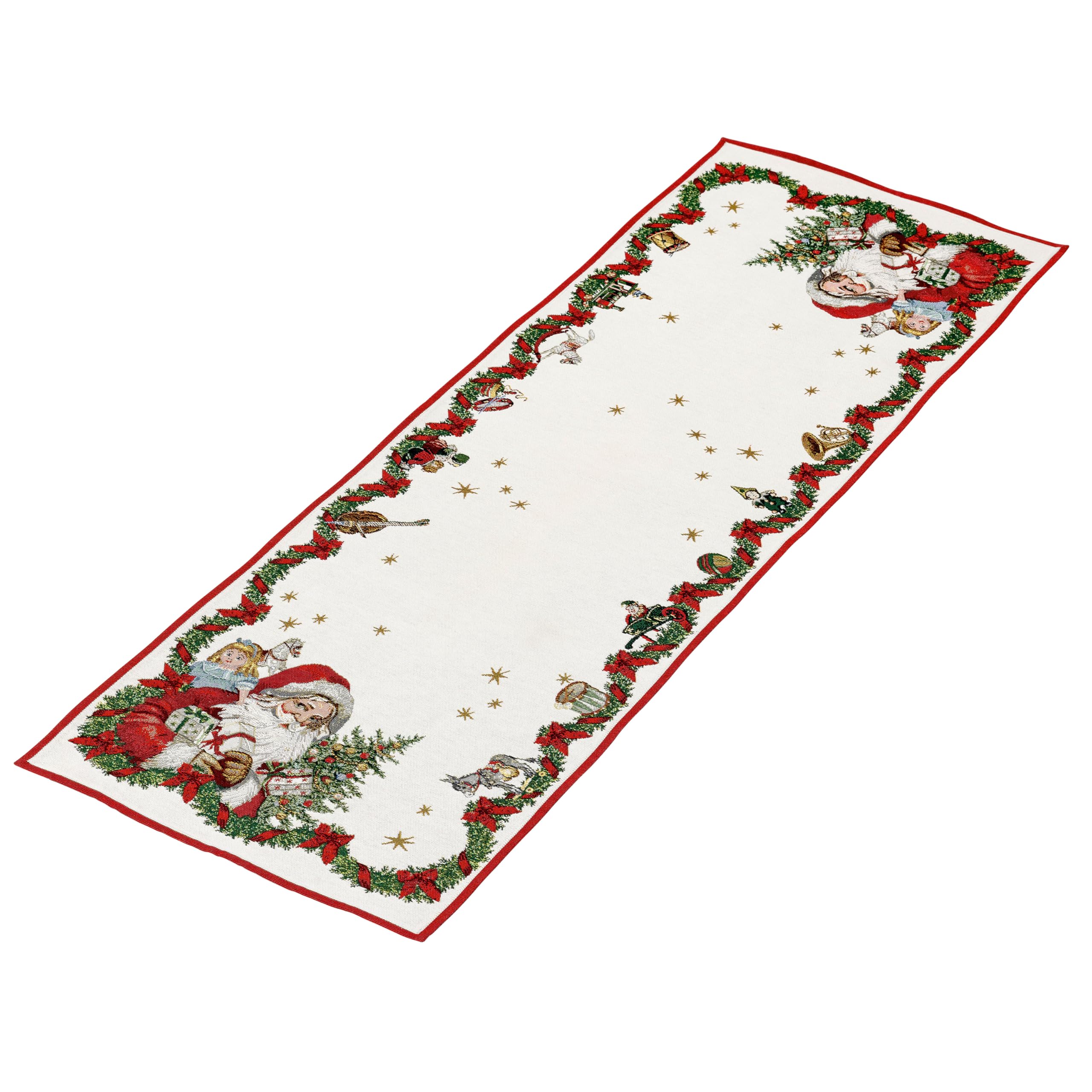 Villeroy & Boch – Toy's Fantasy Gobelin bieżnik XL, 49 x 143 cm, bieżnik na stół z motywem świątecznym Świętego Mikołaja wykonany z bawełny i poliestru, kolorowy, duży, można prać w pralce