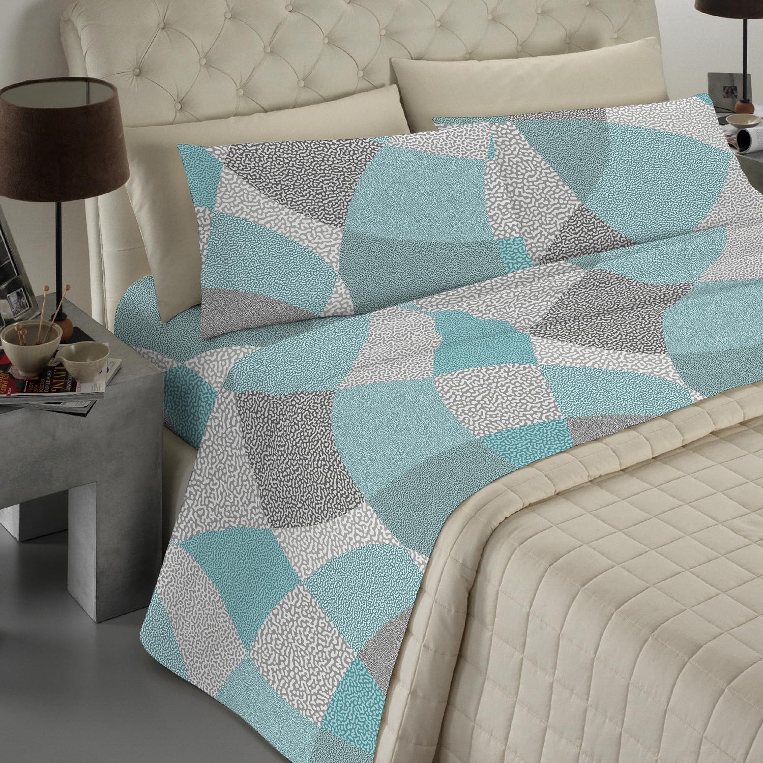 Set Lenzuola Banzaii 100% Microfibra Effetto Seta – Matrimoniale 160x190/200 Con Angoli 30 Cm, No Stiro, Antiallergico, Made In Italy, Colore Sally Blu