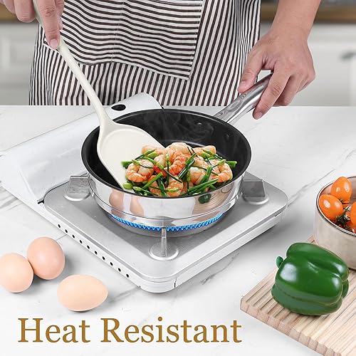 Miniatura 8 de LIANYU Juego de 8 utensilios de cocina de silicona, resistentes al calor, utensilios de cocina antiadherentes con espátula, cuchara, afinador,