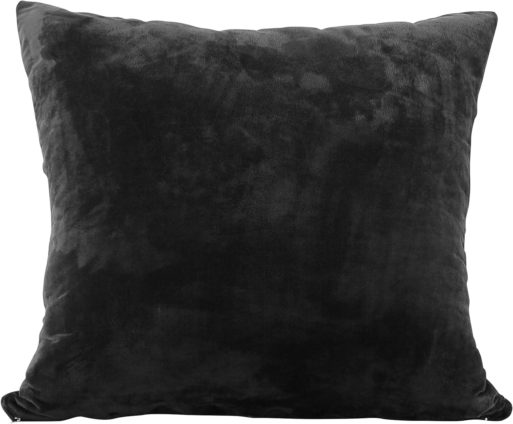 EVOLIVE Euro Sham Cover โ Soft Micromink Faux Velvet Pillowcase, Faux Fur Texture, Decorative Square Cushion Cover with Hidden Zipper Closure (26"x26" Euro Sham, Black)