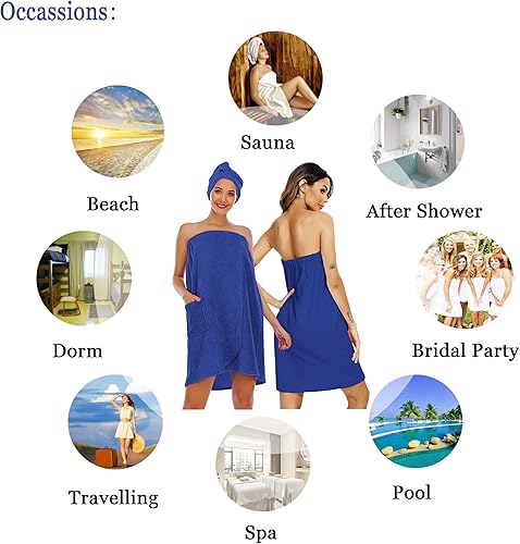 Miniatura 4 de Toallas de tamaño grande para mujer después de la ducha, toalla de baño azul marino, talla XXL, ligera, de secado rápido, con toalla para el