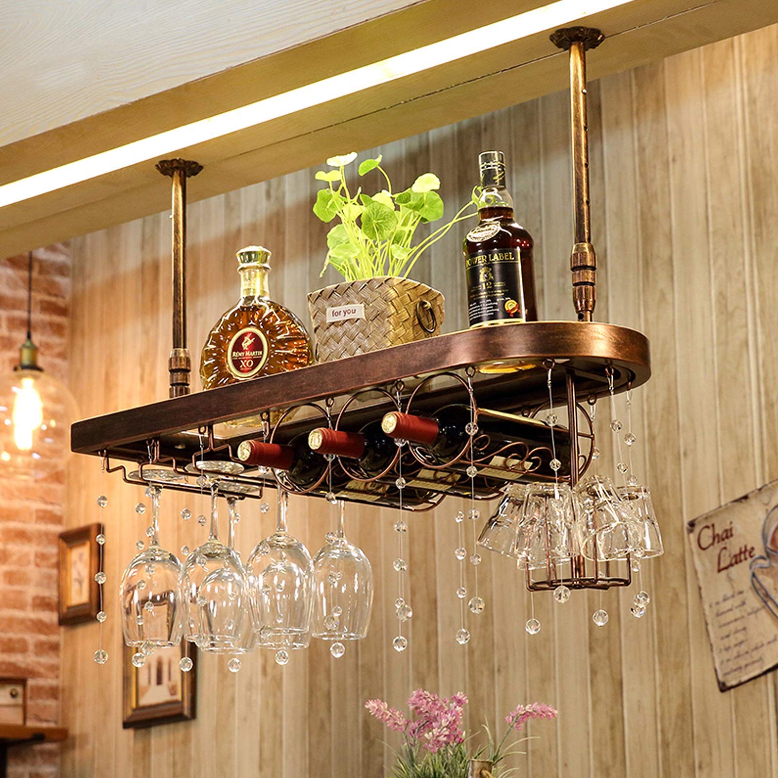 Portabottiglie Da Vino Da Soffitto Altezza Regolabile Portabottiglie Da Vino Da Appendere A Parete Portabottiglie Da Vino In Ferro In Metallo Portabicchieri Per Calici Espositore Per Decorazioni Da