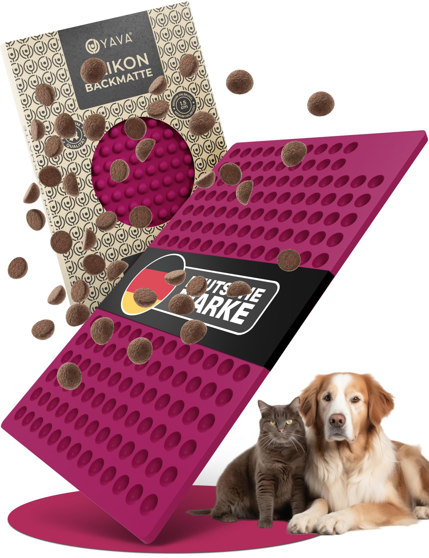 YAVA® medium Halbkugel (1,5cm) Backmatte Hundekekse, Premium Silikon Backmatte für Hundeleckerli, Hundekekse Backform,Leckerli Backmatte für Hunde,Backmatten für Hundeleckerlies,BPA-frei (Bordeauxrot)