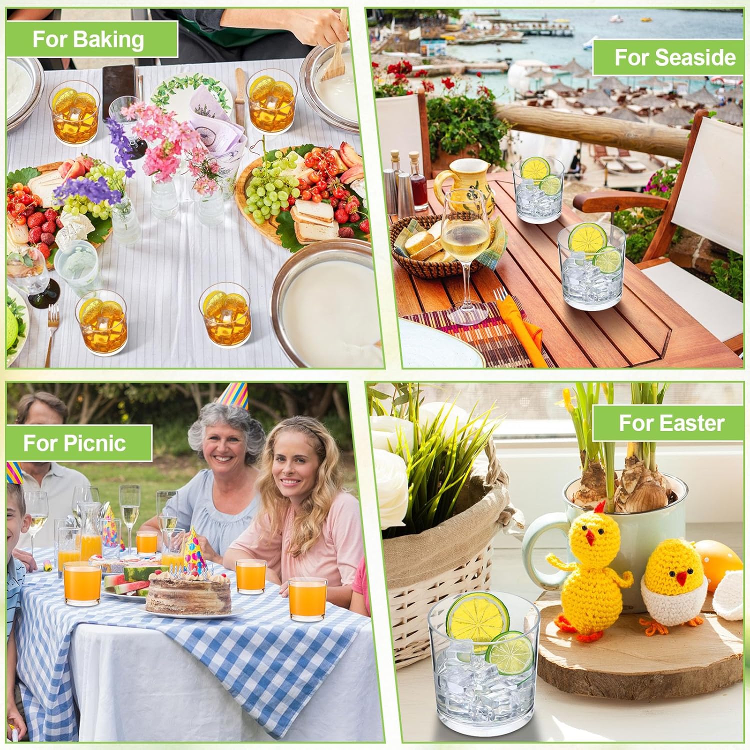 Gerrii 18 Pcs Clear Plastic Tumblers Drinking Cups Reusable Unbreakable Juice Acrylic Glasses Dishwasher Safe Plastic Glasses for Adults Picnic Party Kitchen (12 oz,Classic) - Image 7