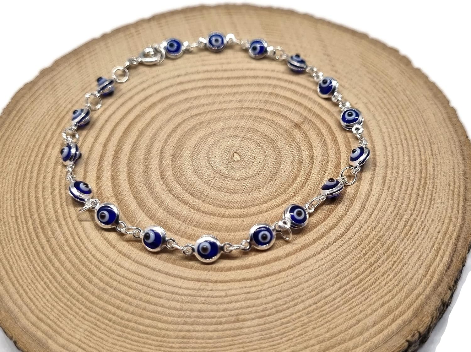 MYSTIC JEWELS By Dalia - Silver Lucky Tiny Evil Eye Bracelet - 7"