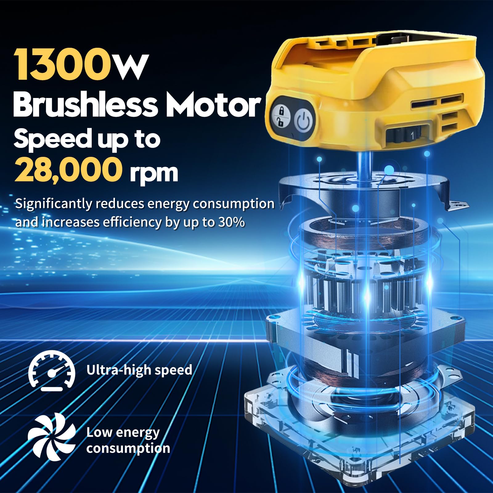 Frezarka górnowrzecionowa 1300 W z akumulatorem 20 V/18 V, bezszczotkowy frez krawędziowy 6 prędkości, trymer, frezarka jednoręczna, akumulatorowa frezarka do drewna z 15 sztukami frezów