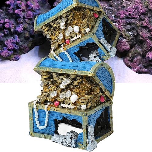 Miniatura 5 de Tnfeeon Adorno de cofre del tesoro del acuario - Escondite de decoración de pecera de resina