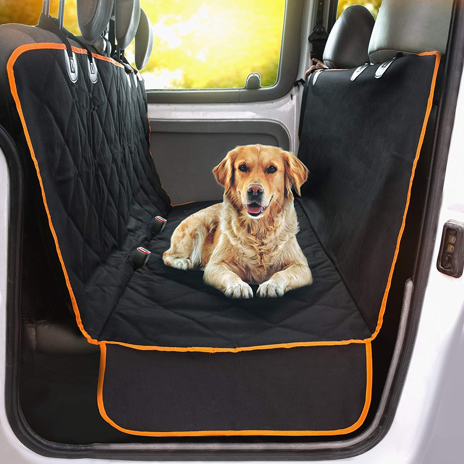 Doggie World Dog Car Seat Cover for Back Seat for XL Cars, SUVs & Trucks - Durable Car Cover Protector for Dogs, Nonslip Backseat Dog Hammock, Waterproof Scratchproof Protection Against Dirt, Pet Fur