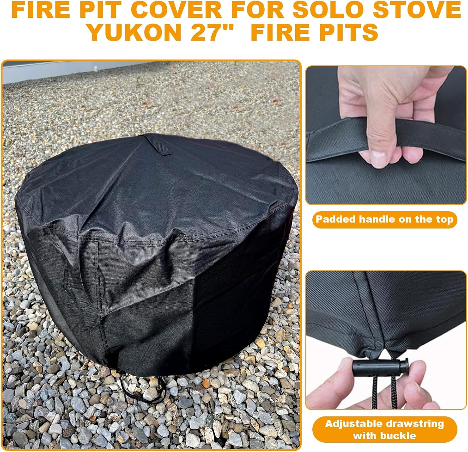 27" Fire Pit Lid with Handle for Solo Stove Yukon 1.0 / 2.0 Fire Pits, Stainless Steel Fire Pit Hard Cover with Fire Pit Cover, Camping Stove Accessories for Other 27" Outdoor Low Smoke Stoves