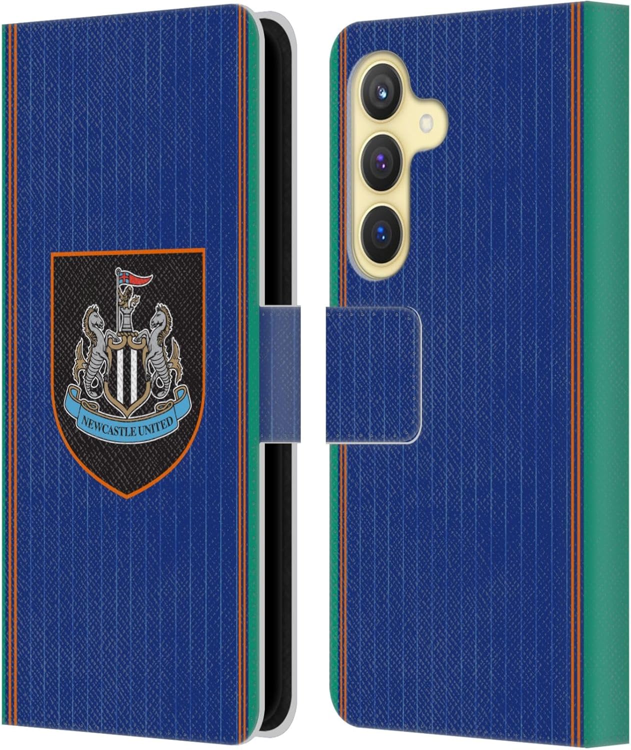 Head Case Designs Officially Licensed Newcastle United Football Club Third 2025/26 Crest Kit Leather Wallet Case Compatible with Samsung Galaxy S24 5G