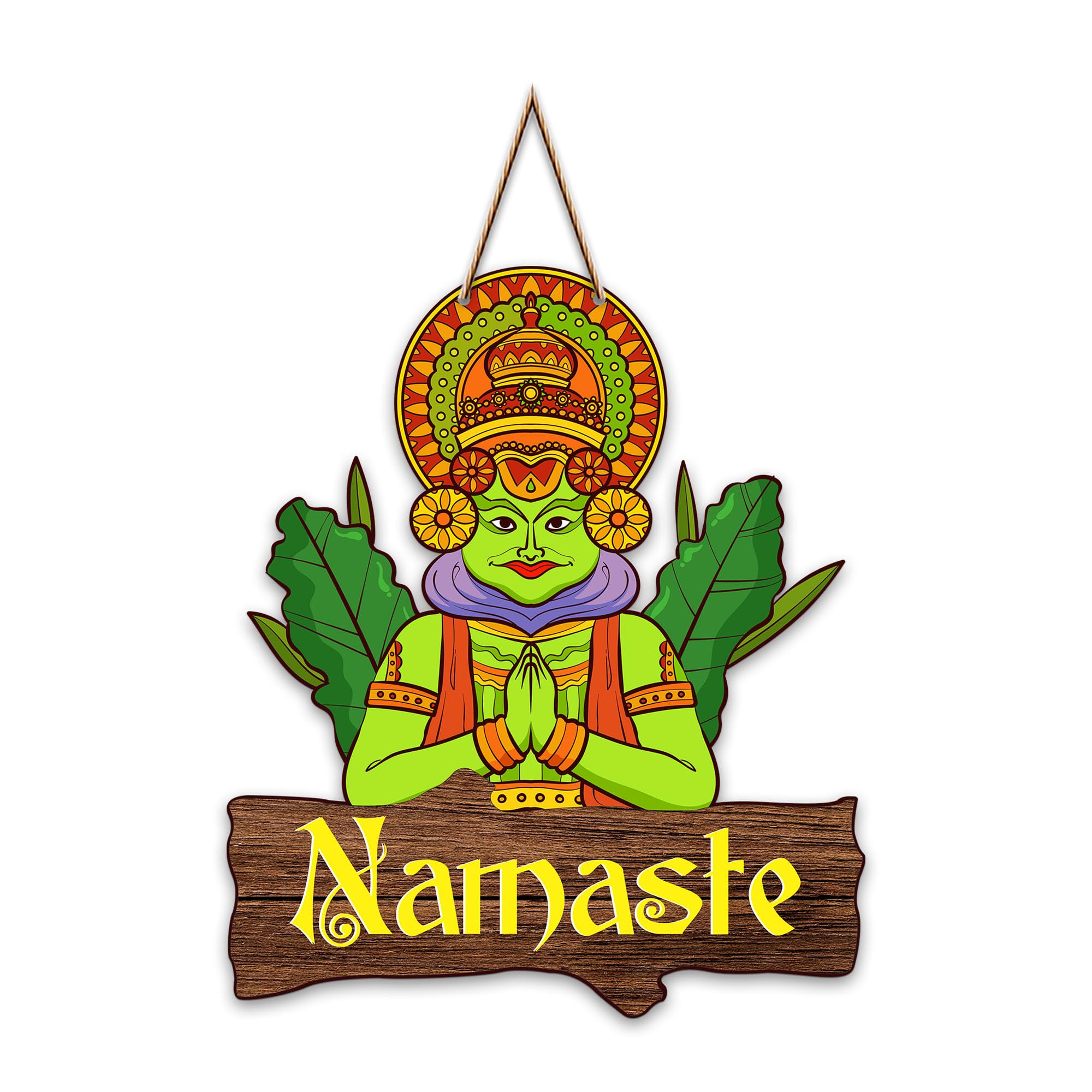 Artvibes Namaste Greeting Printed Decorative Mdf Wood Wall Art | Quotes Decor Item | Welcome Hanging For Door Entrance | Decoration Wall Hanging Items | Art Prints | Unique Gift Items (WH_8703N)