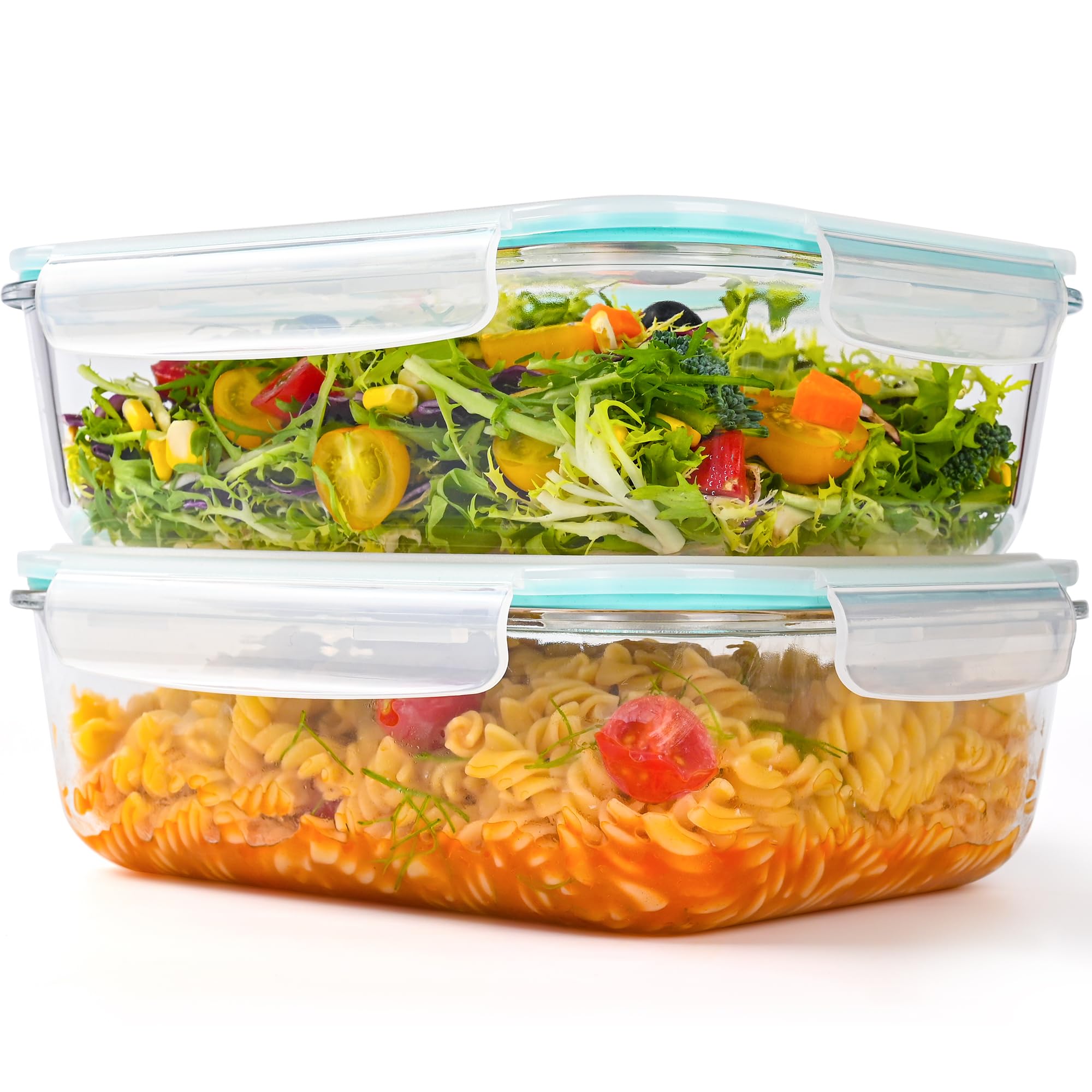 LOVYANXUE 2Pack 10 Cups/ 80 Oz Large Glass Food Storage Containers with Lids, Glass Meal Prep Containers with Airtight Lids - BPA Free, Leakproof, Ideal for Food Storing/Serving, Microwave/Oven Safe โ image 1