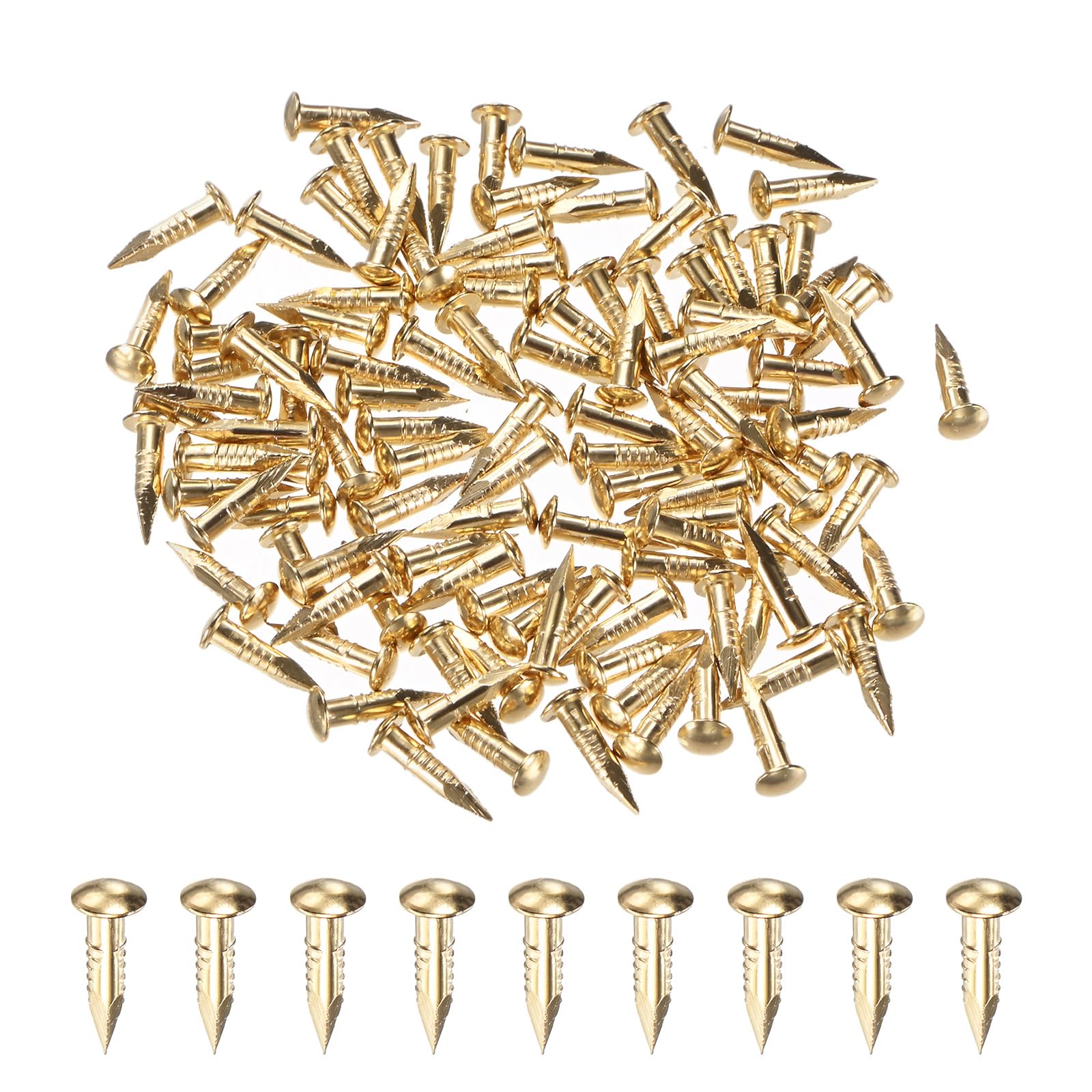 M METERXITY 100-Pack Small Tiny Nails, 2mm x 10mm Brass Precision MIni Nails Hardware Round Head for Wooden/DIY Crafts Decorative/Household Accessories/Picture Hanging