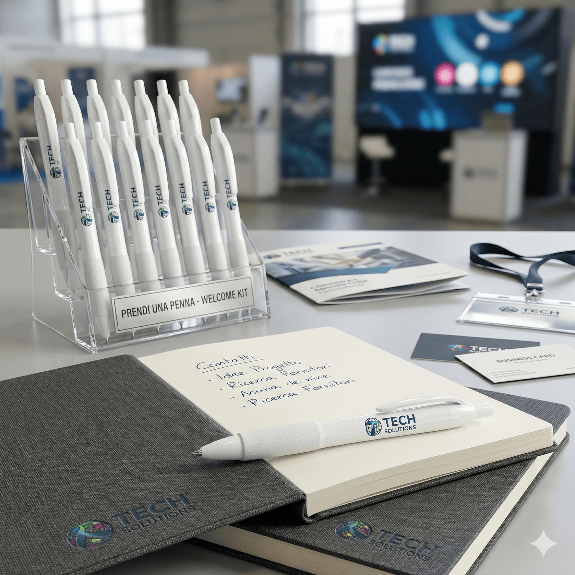 Set 100 Penne a Sfera Personalizzate con Stampa a Colori - Penna a Scatto Personalizzabile in Plastica Bianca con Grip in Gomma Colorata, Refill Nero - Gadget Aziendali e Promozionali