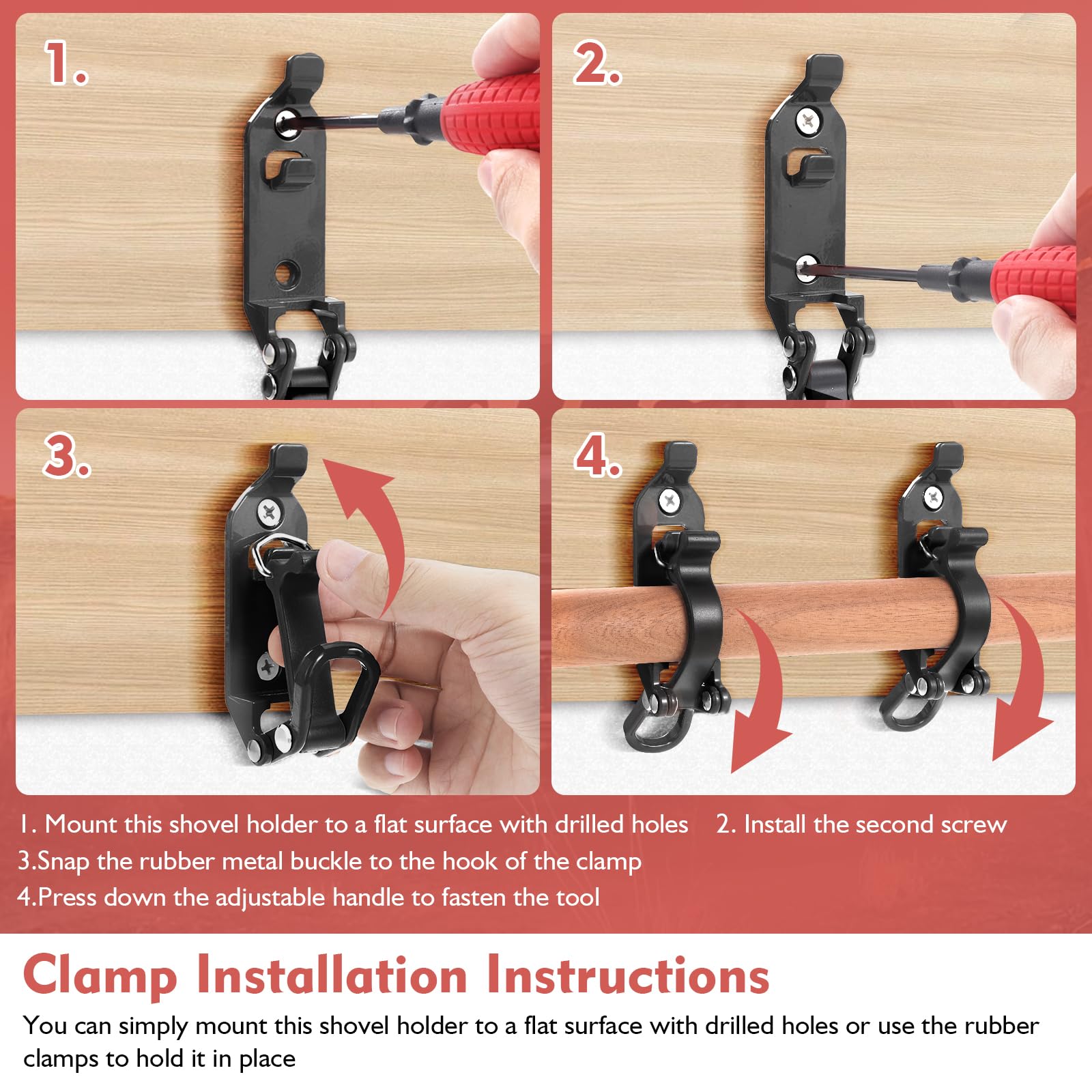 4 Supporti Per Pala Da Camion - Kit Montaggio Portapacchi Con Morsetti Gomma, Per Attrezzi (Nero) - Foto 8