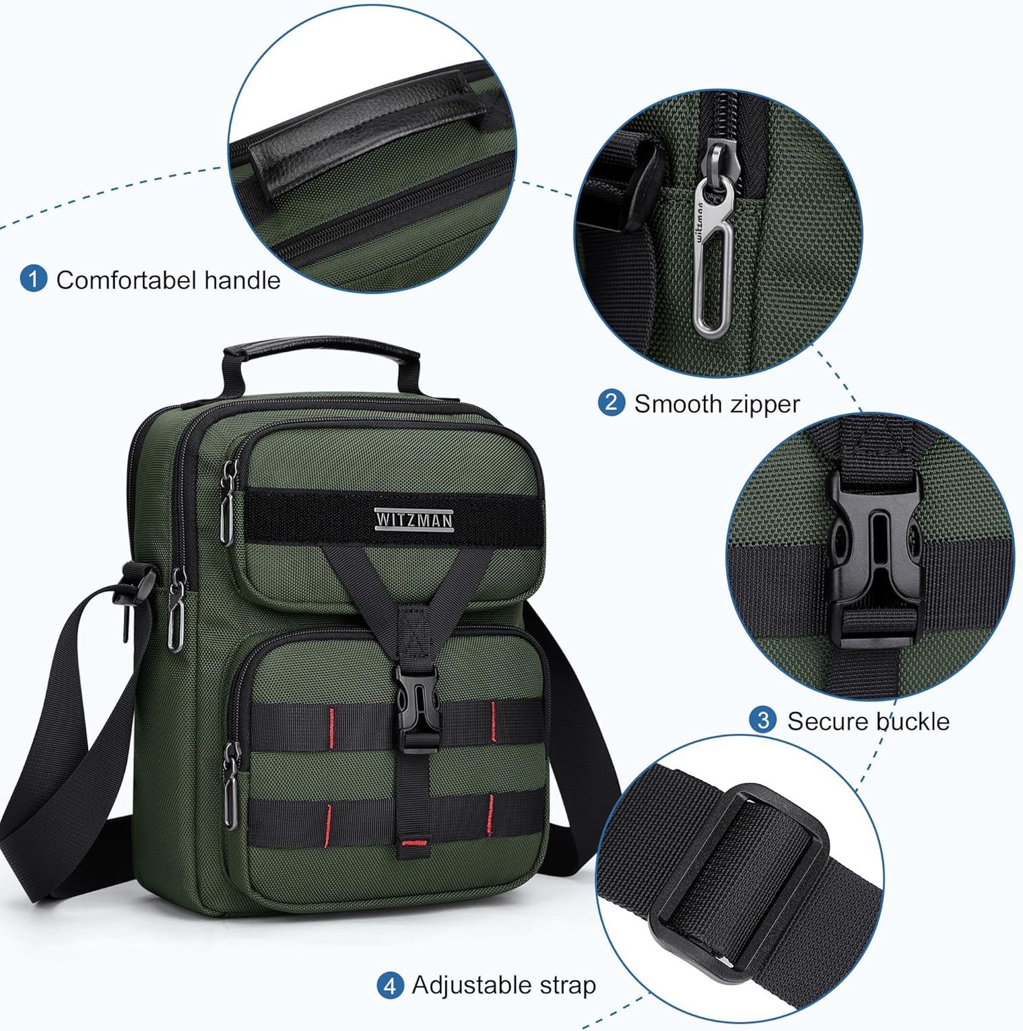 WITZMAN Crossbody Bag for Men Travel Small Shoulder Bags Lightweight Man Purse Messenger Bag for Casual Daliy Work Traveling - Image 7