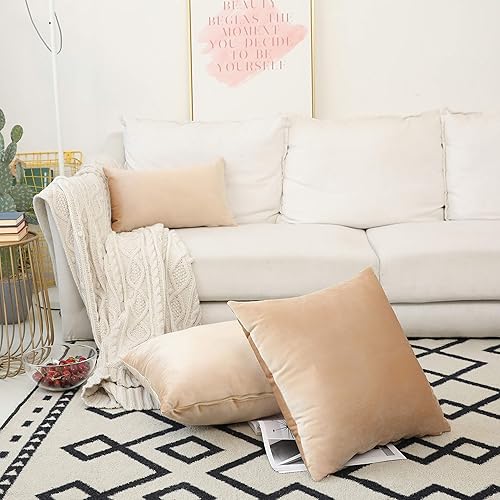 Vista 93 de Home Brilliant Fundas de almohada color verde azulado súper suaves cuadradas de terciopelo azul para sofá, dormitorio de niñas pequeñas, 18 x 18