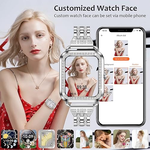 Miniatura 7 de Efolen Relojes inteligentes para mujeres con diamantes (responderhacer llamada), reloj inteligente Bluetooth de 1.57" para teléfonos Android iOS,