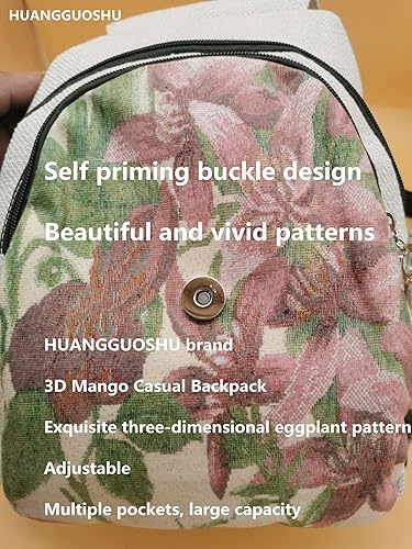 Vista 77 de HUANGGUOSHU Mujer de algodón tejido bohemio cáñamo Boho lona bordado múltiples bolsillos retro linda mochila cartera mochila mochila gato caprichoso