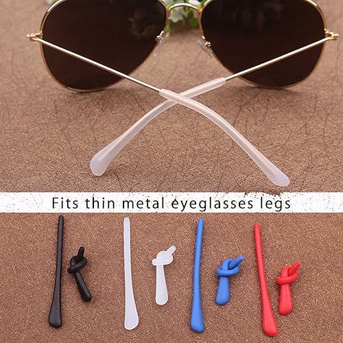 Miniatura 2 de KECHIO Puntas de silicona antideslizantes para lentes de oreja, tubo de repuesto para patas de gafas de metal fino, 3 negro2 azul