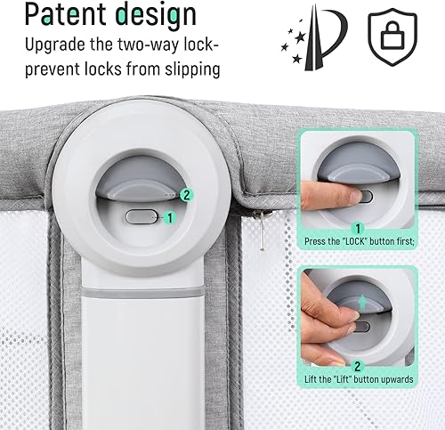 Miniatura 5 de Cowiewie - Cuna para bebé junto a la cama con cesta de almacenamiento, ruedas, cuna portátil plegable fácil con ruedas, altura ajustable, cunas