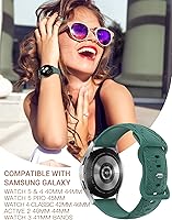 Vista 5 de W-RARA Floral Engraved Band Compatible with Samsung Galaxy Watch 6/5/4/Active 2 40mm 44mm/Watch 5 Pro 45mm/Watch 6 Classic/Watch 3 41mm Women, 20mm