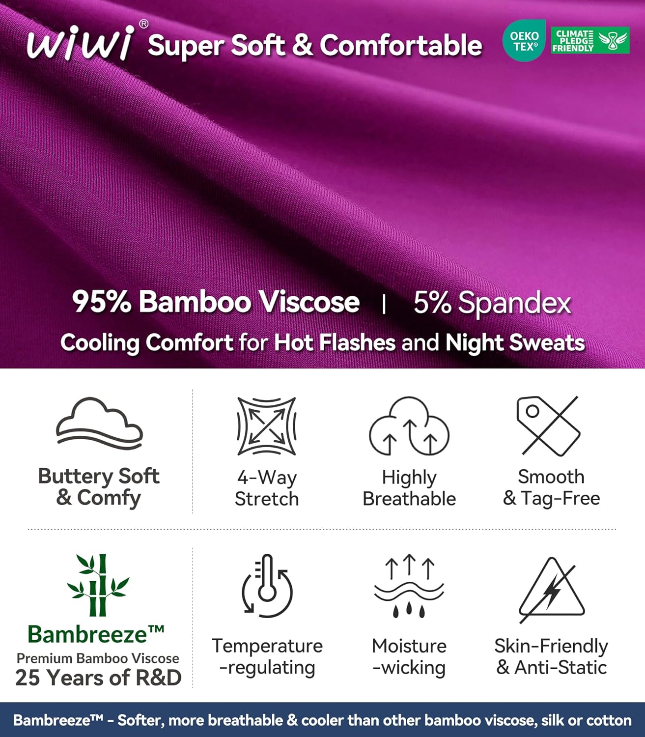 WiWi Viscose Bamboo Nightgowns for Women Short Sleeve Sleepwear Super Soft Sleep Shirt Cooling Plus Size Loungewear S-4X - Image 6