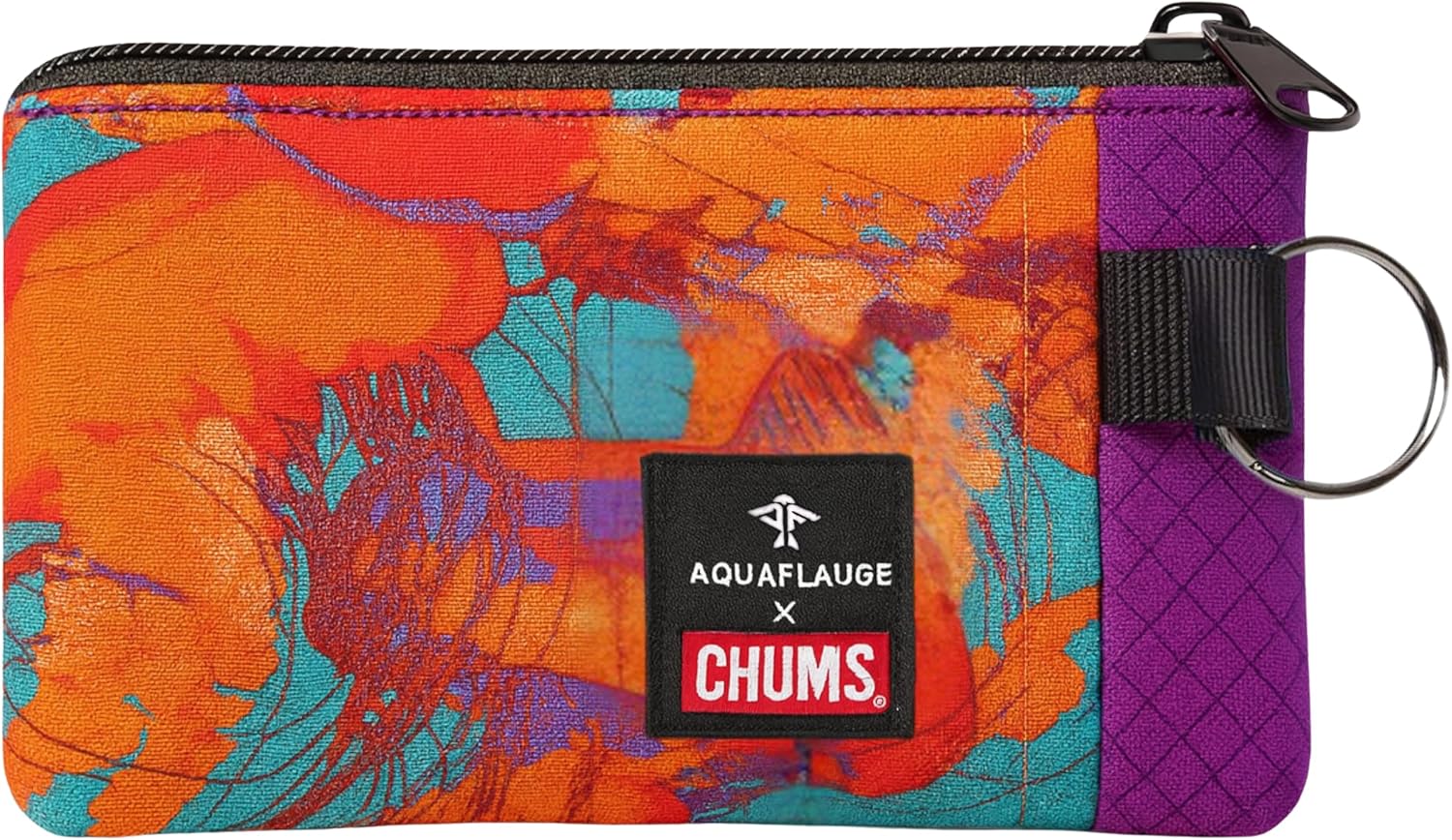 Chums Surfshorts Wallet - Lightweight Slim Wallet with RFID Blocking Card & Clear ID Window - Zippered, Water Resistant w/Key Ring