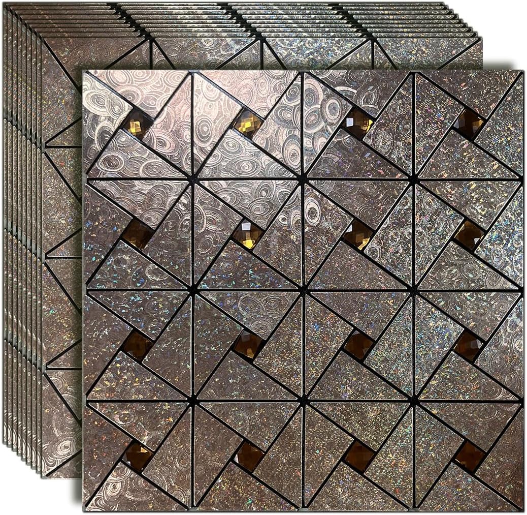 10 Sheets Peel and Stick Backsplash Tile, Lasing Bronze image 2