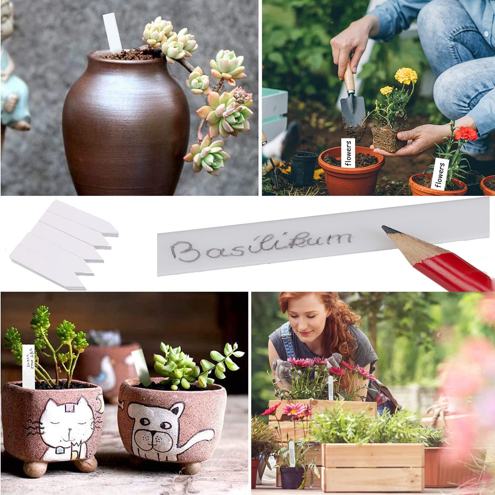 Orrdiffi 100 etichette per piante (6x10 cm), riutilizzabili nere grandi etichette per piante per esterni, etichette per semi di piante, erbe, da giardino, in plastica spessa, colore: nero