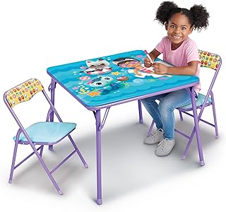Gabby's Doll House Girls Folding Table & Chairs Set for Kids and Toddlers 36 Months Up To 7 years, Includes